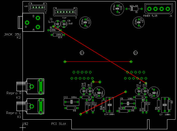 Schéma: Zosilňovač do PCI/ISA 2x8w