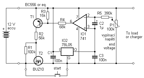 Schéma: Odpojovač olovených akumulátorov