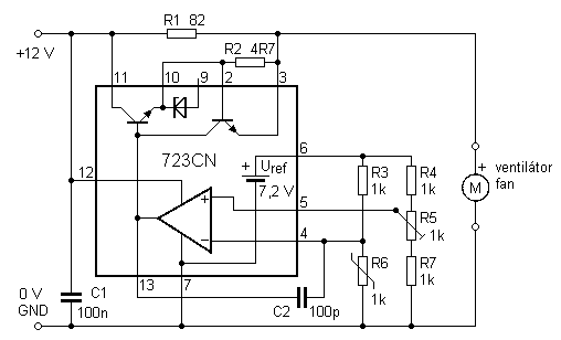Schéma: Regulátor otáčok ventilátoru v PC
