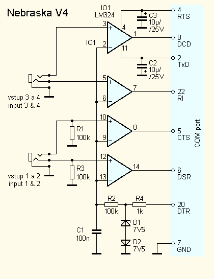 Schéma: Štvorkanálový voltmeter NEBRASKA