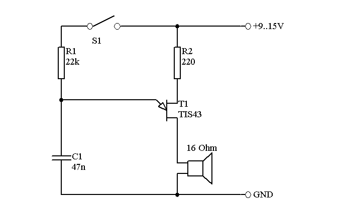Schéma: Zvonček s tranzistorom UJT